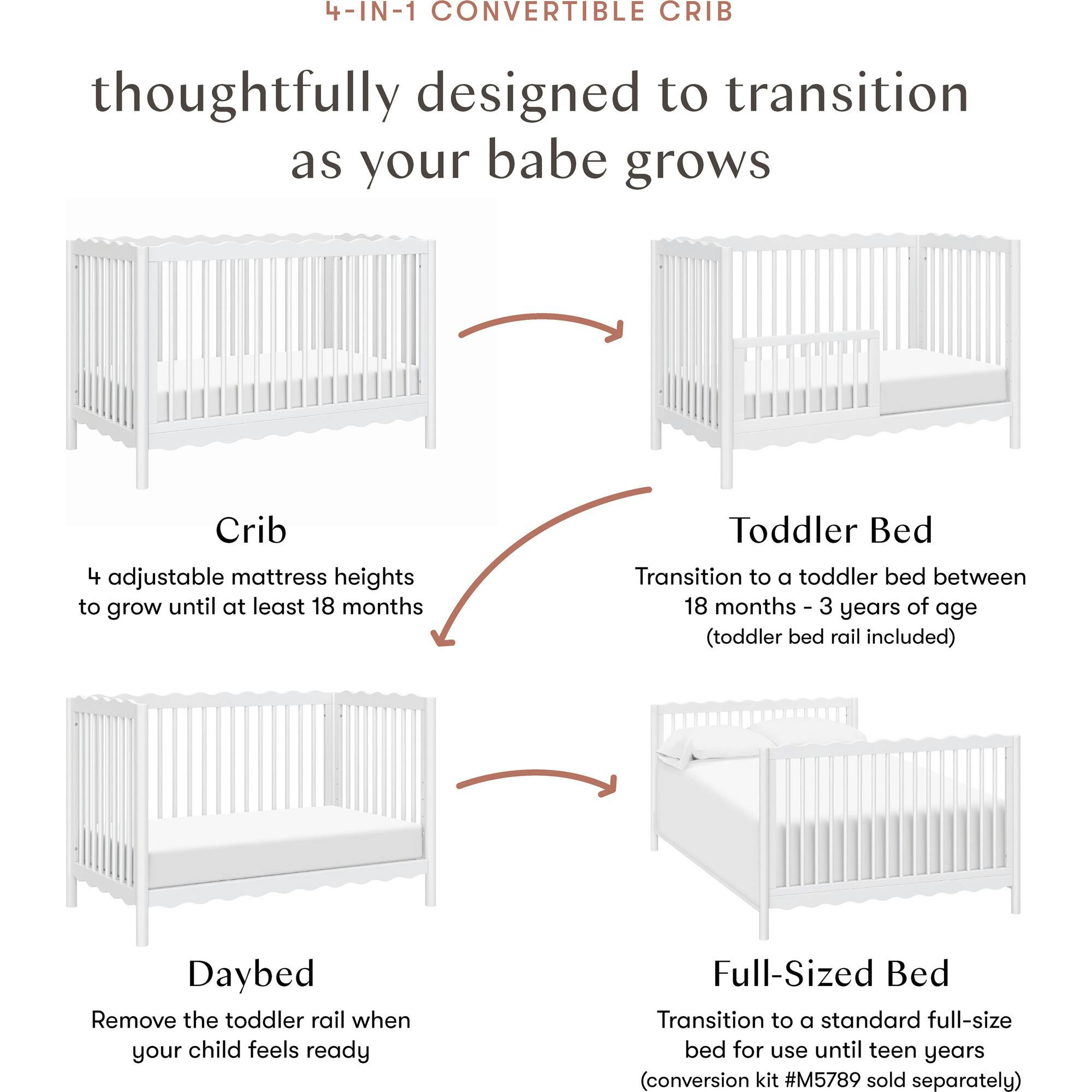 Swell 4-in-1 Convertible Crib with Toddler Bed Conversion Kit