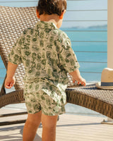 The Passport to Paradise - Boys Linen Passport Stamp Hawaiian Short