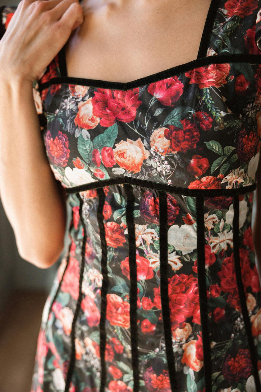 Mitzi Dress in Night Garden Roses