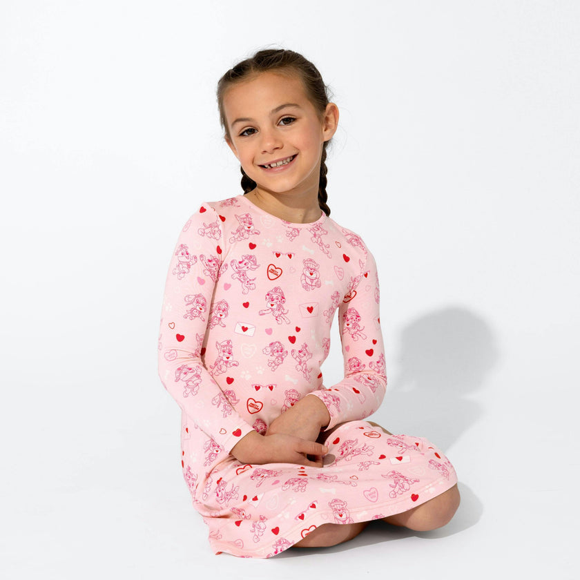 PAW Patrol: Valentine's Pink Bamboo Girls' Long Sleeve Dress