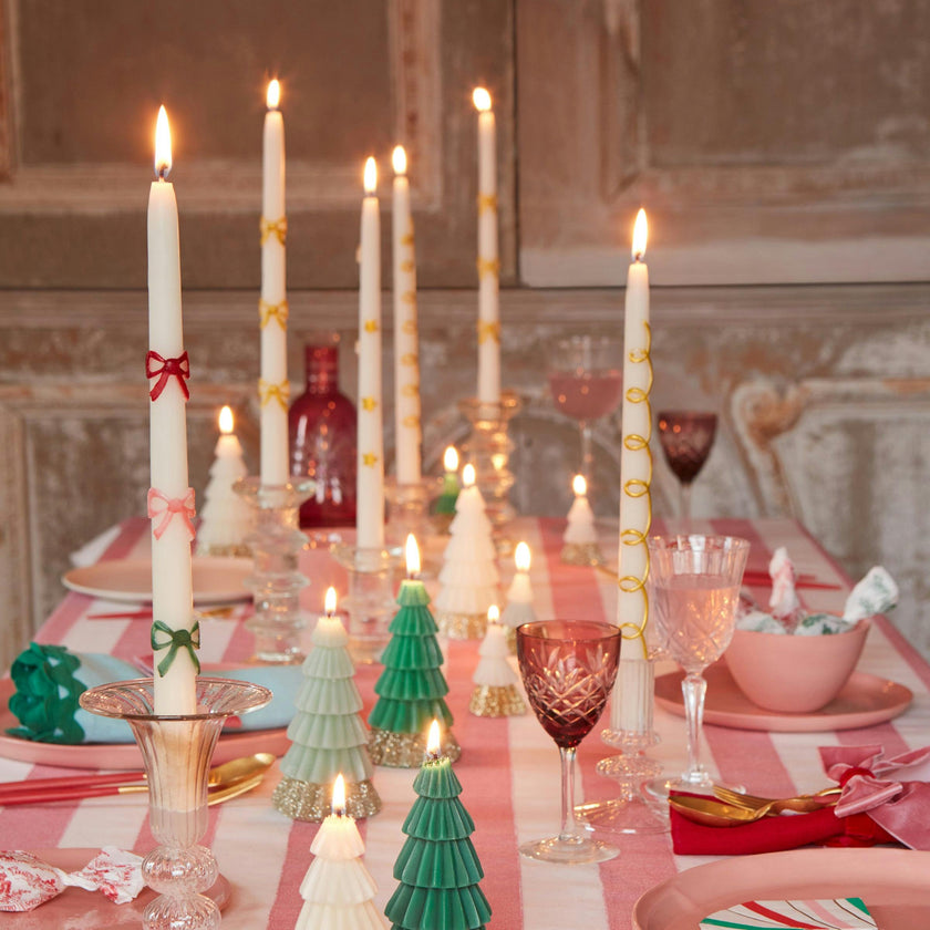 Multi Color Bow Taper Candles