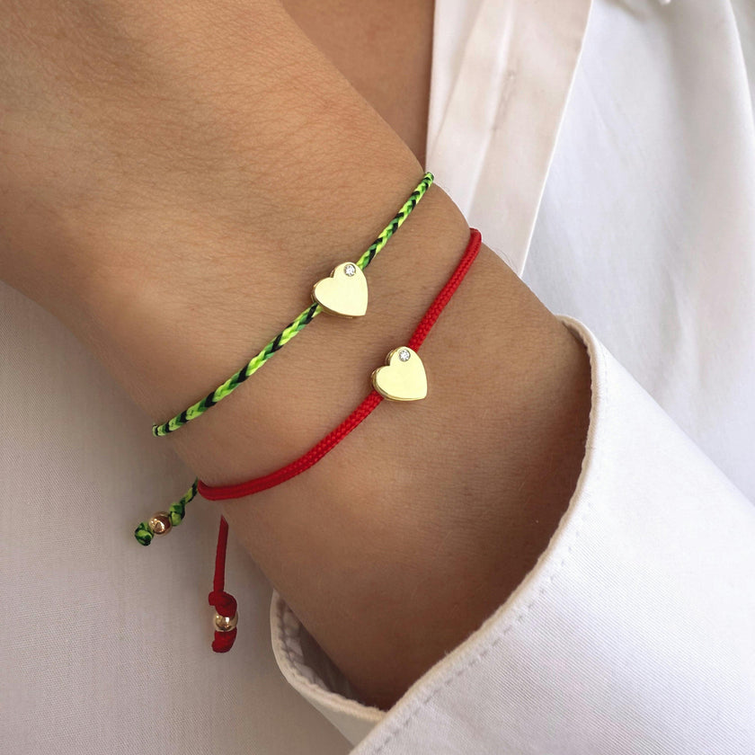 14k Gold Paracord Heart Fortune Bracelet