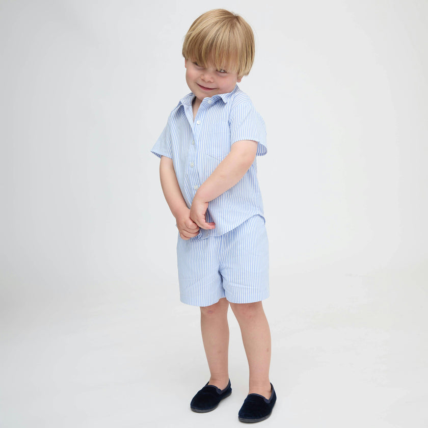 The Baby Leo Shorts - Blue/White Stripe