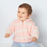Chenille - Pretty Pink & Ivory Stripe Hooded Jacket