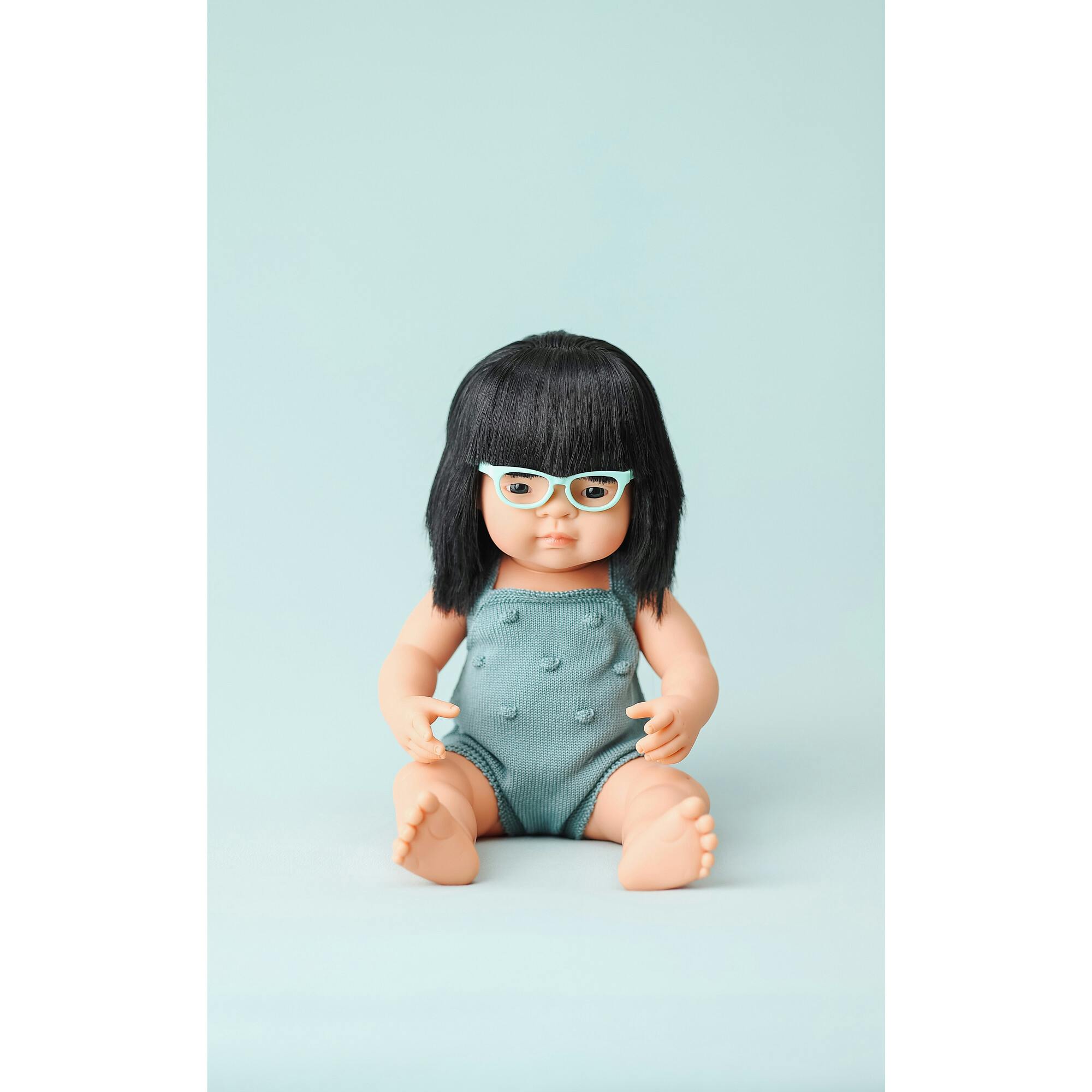 Colourful Edition Collection - Baby Doll Asian Girl with Glasses 15” (lead color rompers)