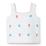 Embroidered Lobster Top, white