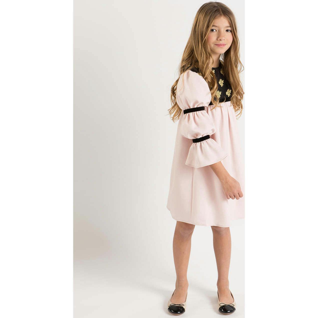 Bella dress (burgundy with golden embroidery blooms)