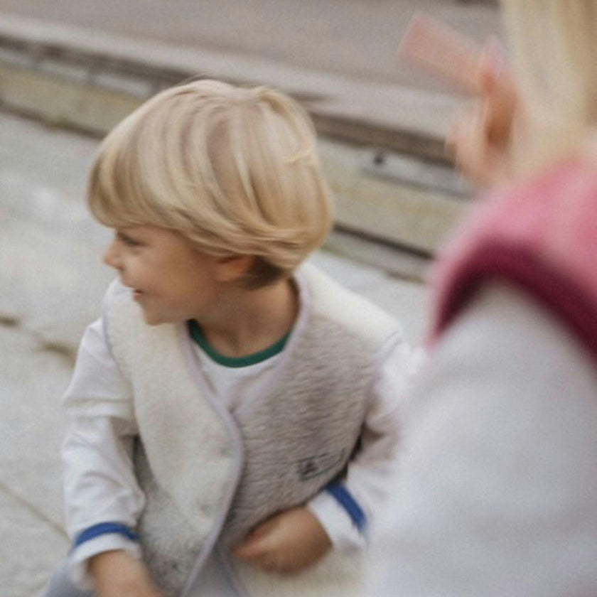 children's merino wool vest - cream & grey