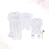 Garden Embroidered Cotton Gown w/Hat White