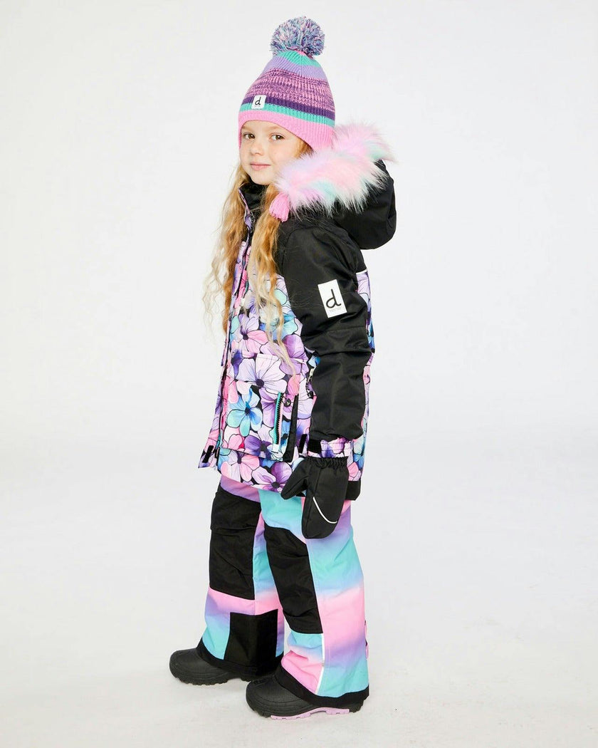 Two Piece Play Snowsuit Purple Floral Print with Gradient Pants