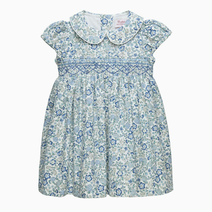 Baby Arabella Floral Smocked Dress in Blue