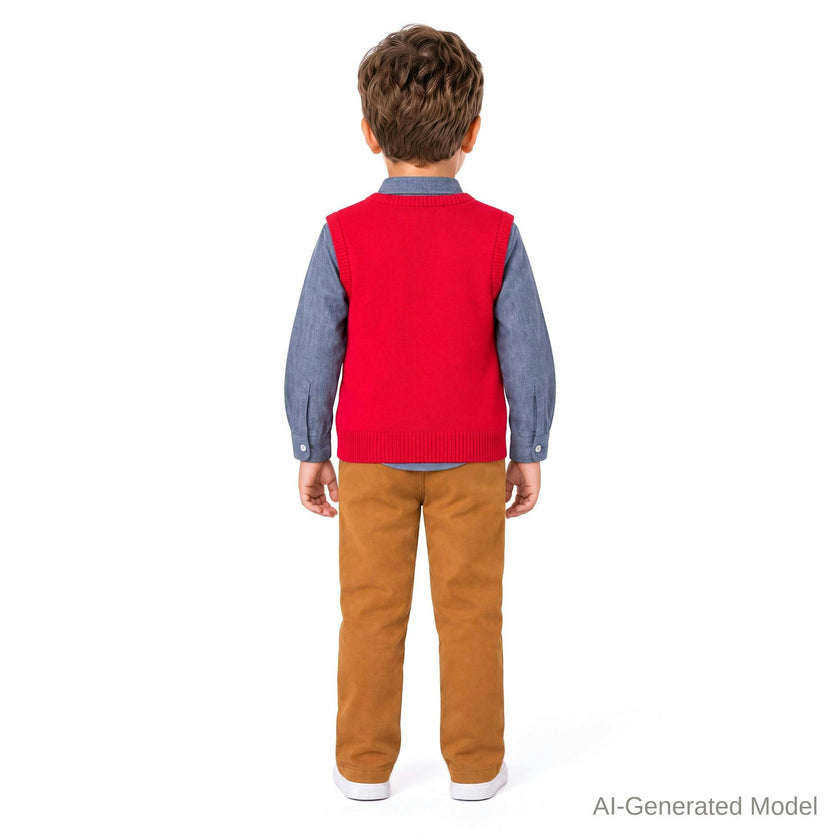 Kids Sweater Vest & Pant Set | Holiday Reindeer