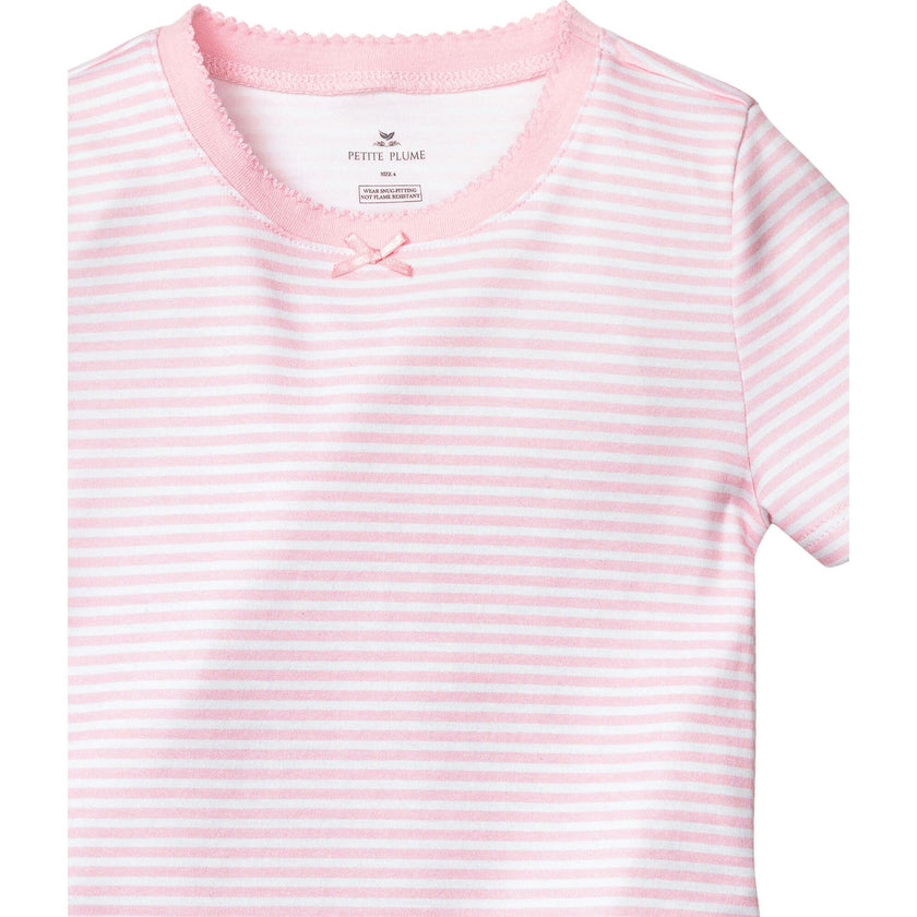 Kid's Pima Snug Fit Pajama Short Set in Pink Stripe