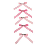 Packed Party Pink Velvet Clip-On Bow Set of 5 - Two Shades of Pink Velveteen Ribbon Bows with Metal Clip for Napkins Place Settings and Party Favors