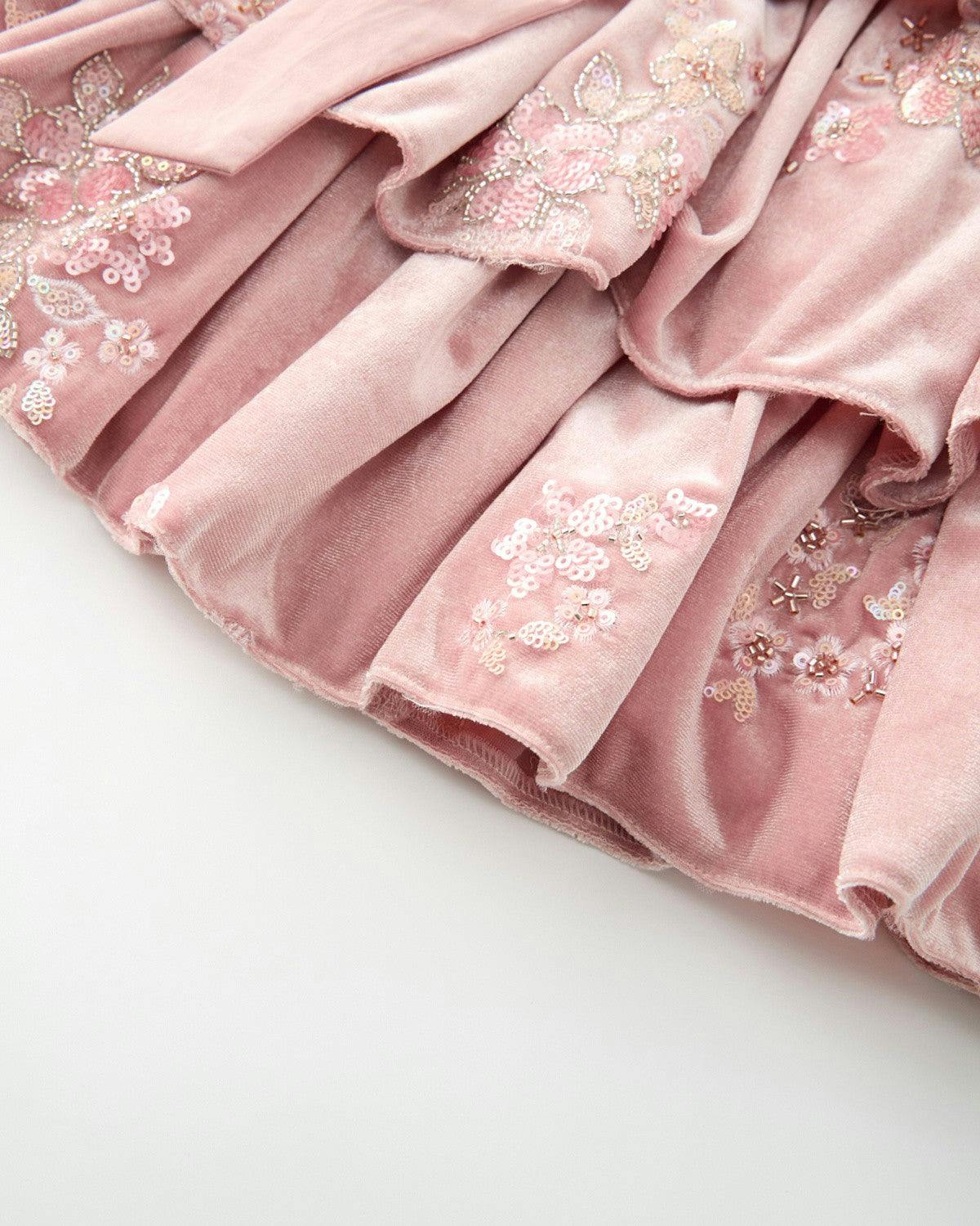 Destiny Velvet Frill Mini Skirt