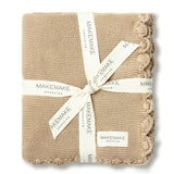 Organic Cotton Scalloped Baby Knit Blanket - Sand