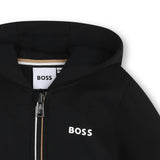 Black Zip-Up Tracksuit Set
