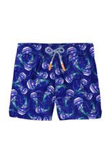 Boys' swim shorts, blue print | JELLYFISH