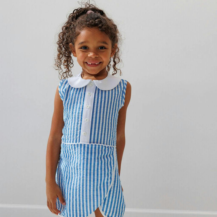 Girls Seersucker Stripe Tennis Skort Dress