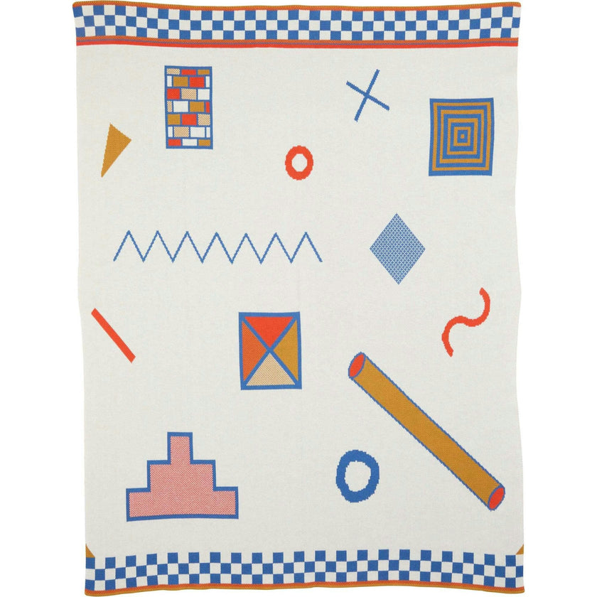 Shapes Cotton Knit Throw Blanket