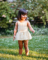 Yellow Gingham Ballet Skirt Swimsuit