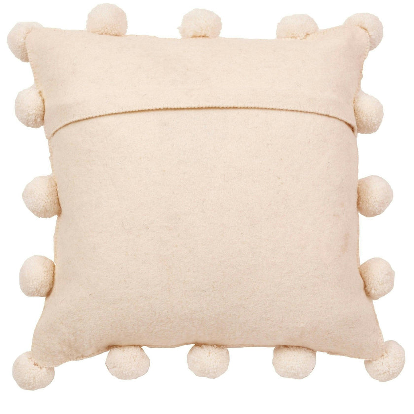 Cream Pom Poms Cream - Hand Felted Wool Pillow - 20" Arcadia Home