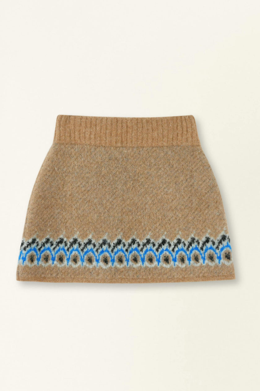 Arosa Brushed Fairisle Knit Mini Skirt in Glacial