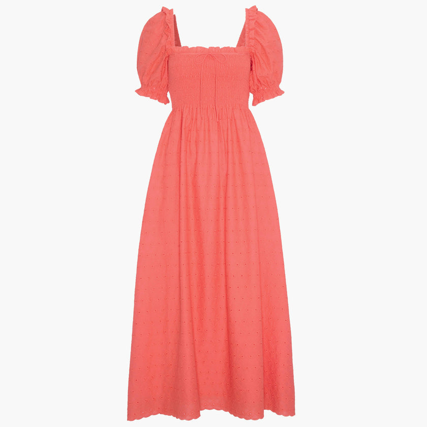 The Scarlett Nap Dress - Coral Daisy Broderie