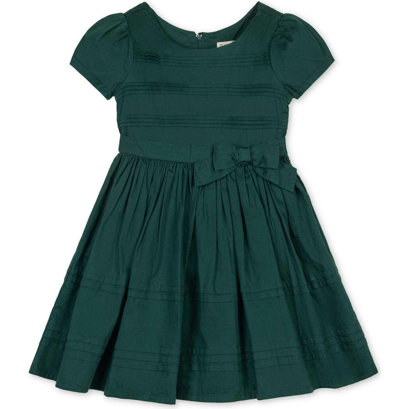 Baby Organic Special Occasion Pleated Sateen Party Dress, Green