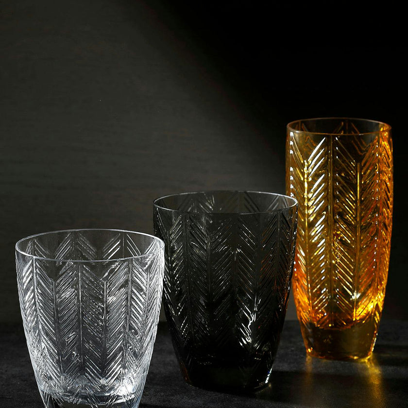Water Glasses ZIG ZAG Set of 6  Transparent 11.8 oz, diam. 3.3", H 4"