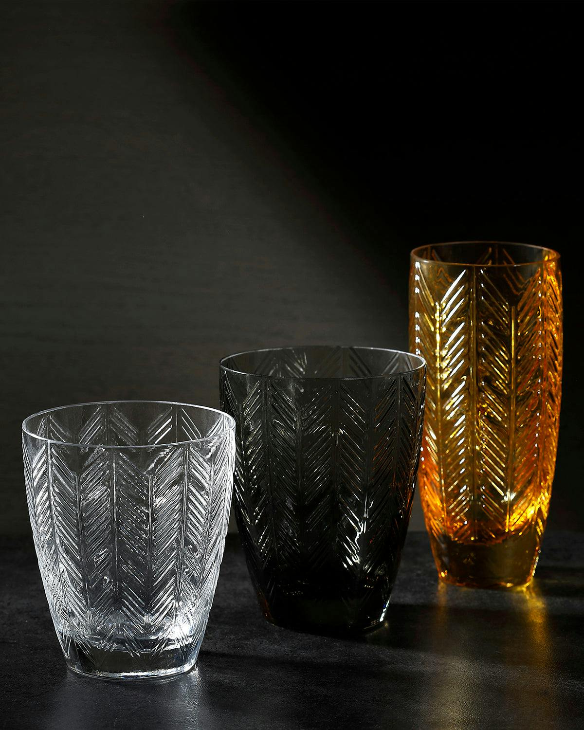 Water Glasses ZIG ZAG Set of 6  Transparent 11.8 oz, diam. 3.3