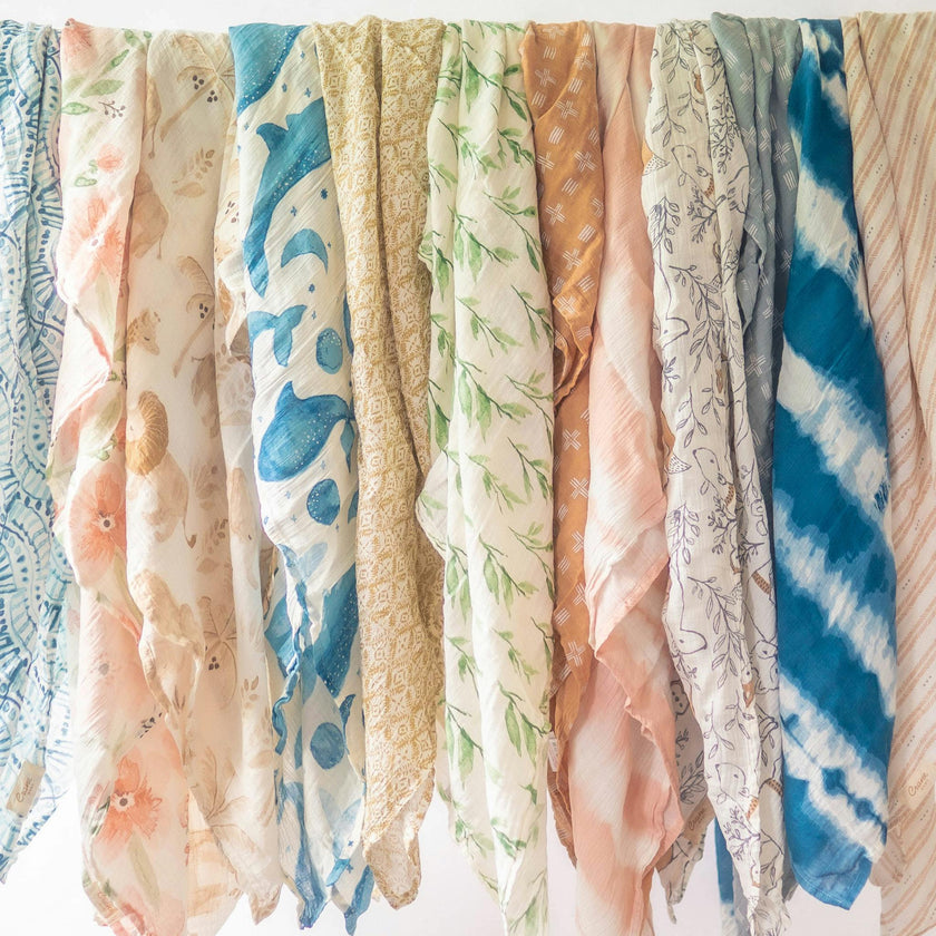 Caspian Cotton Muslin Swaddle Blanket Set (Ocean, Set of 2)