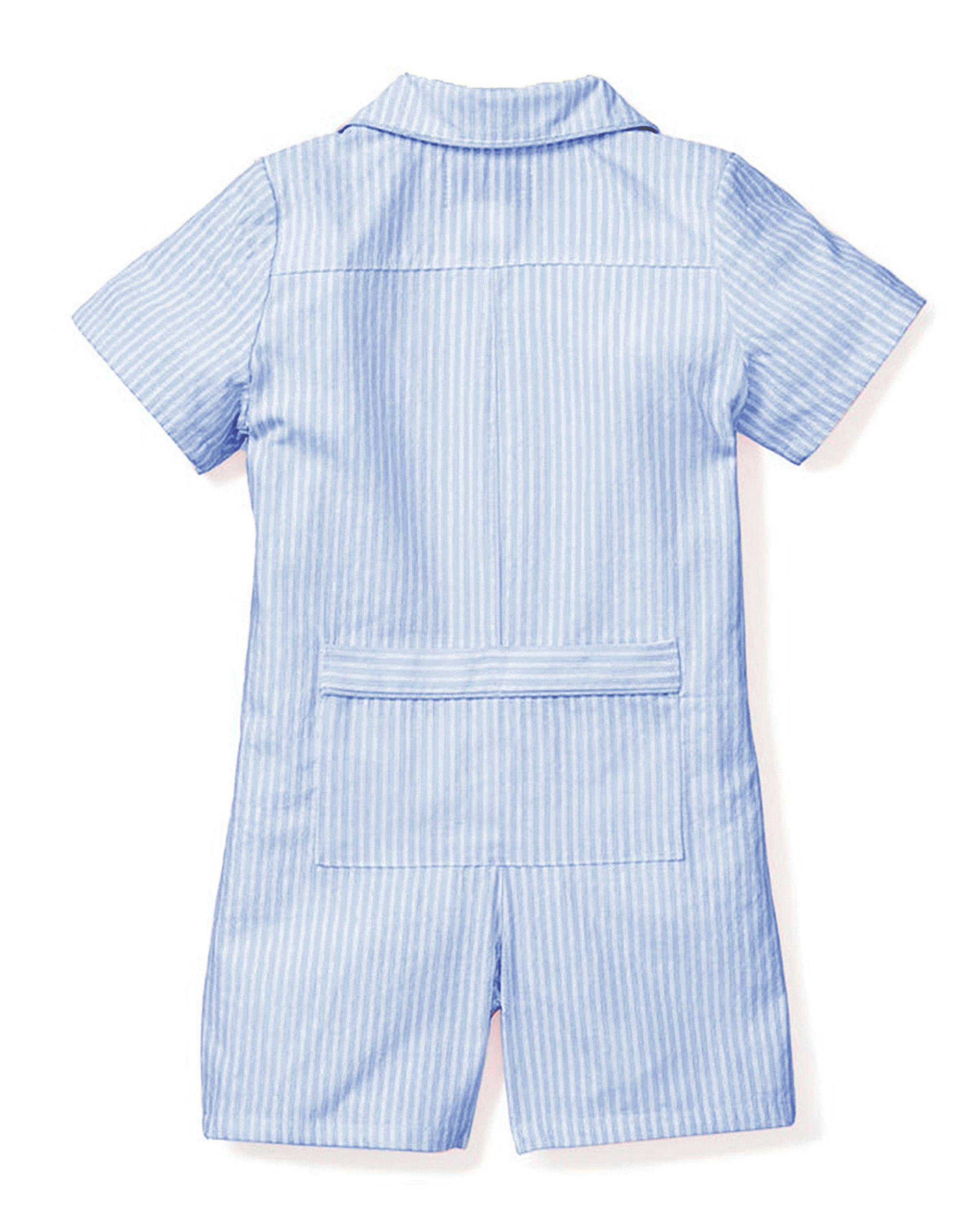 Baby's Twill Summer Romper in French Blue Heritage Stripe
