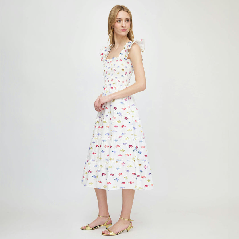 The Ellie Nap Dress - White Rainbow Fish