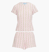The Coco Pointelle PJ Set - Pink Floral Dot Stripe