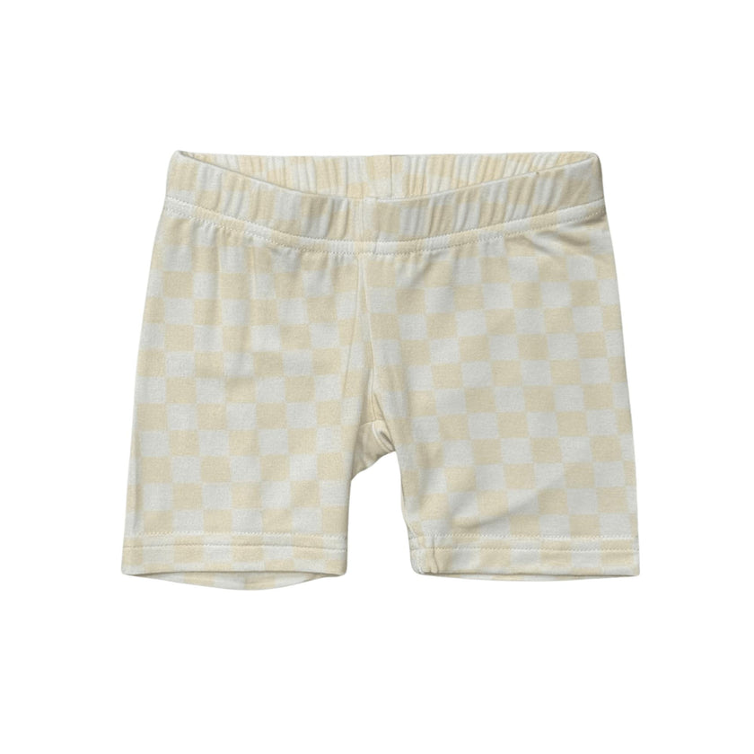 Girls Biker Shorts in Checkered in Rutabaga