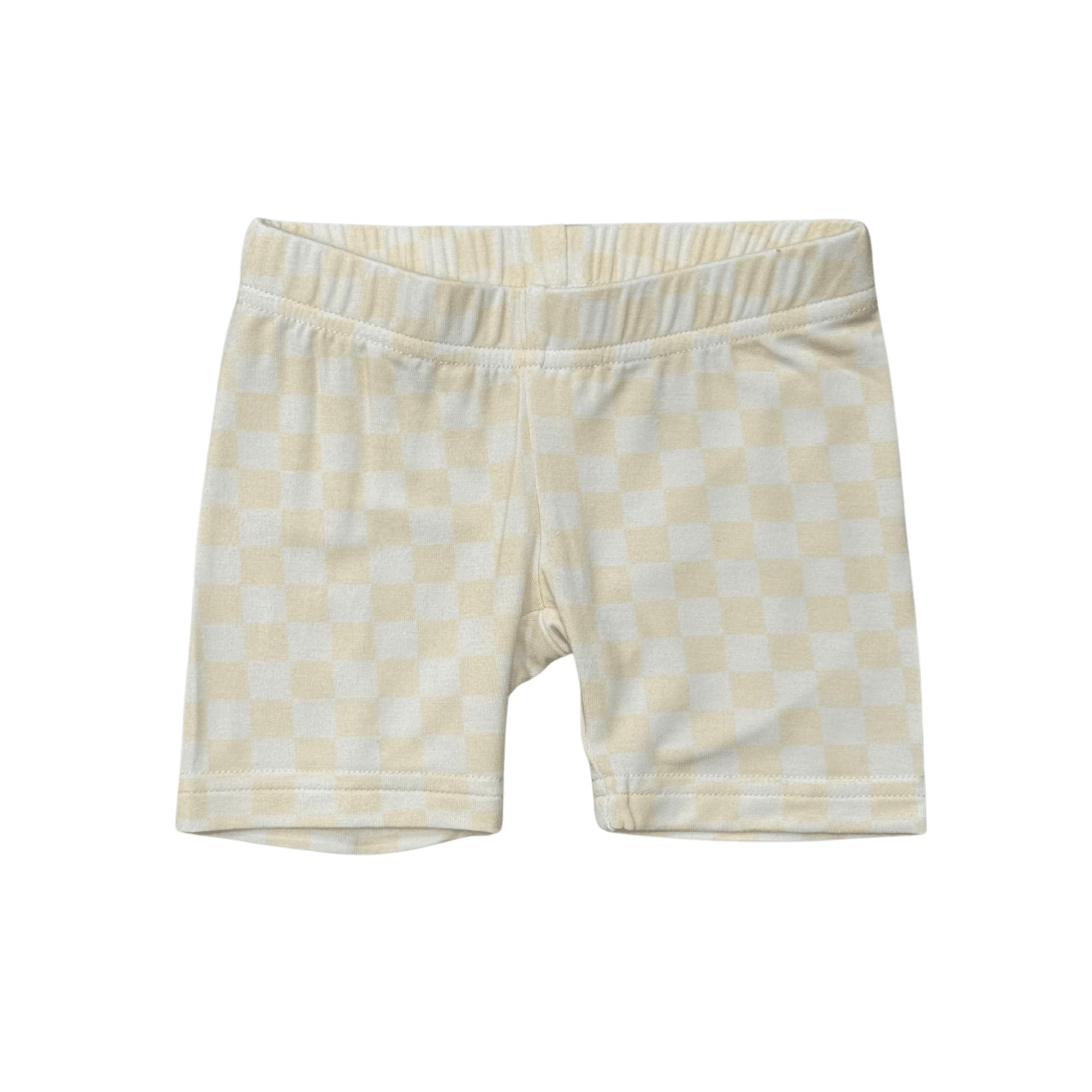 Girls Biker Shorts in Checkered in Rutabaga