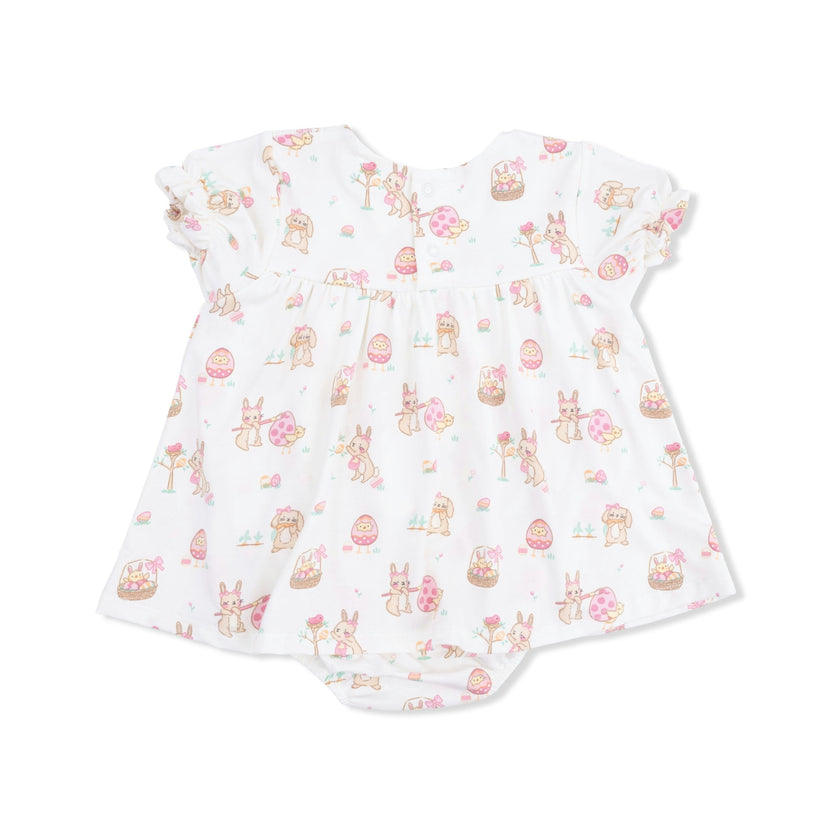 Easter Egg Hunt Pink - Smocked Ruffle Bubble with Skirt