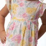 Eugenie Girl Dress Sleeveless, Yellow Pink Lagoon