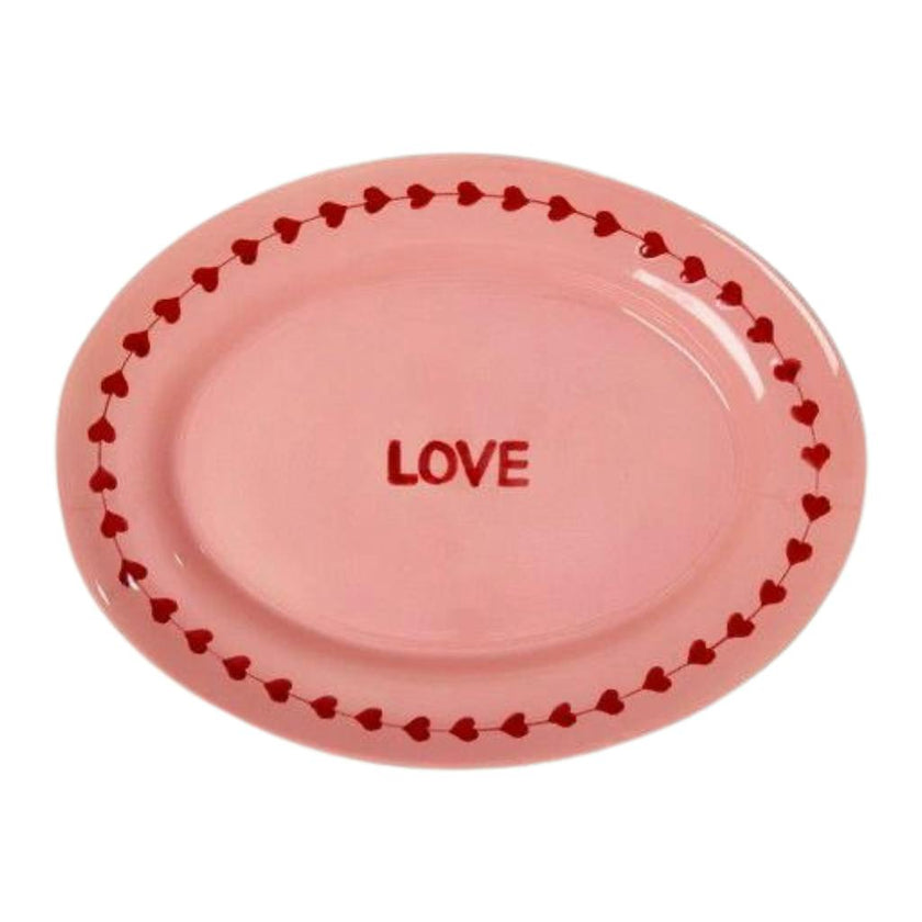 Ceramic Serving Platter with Hand-painted LOVE - Large