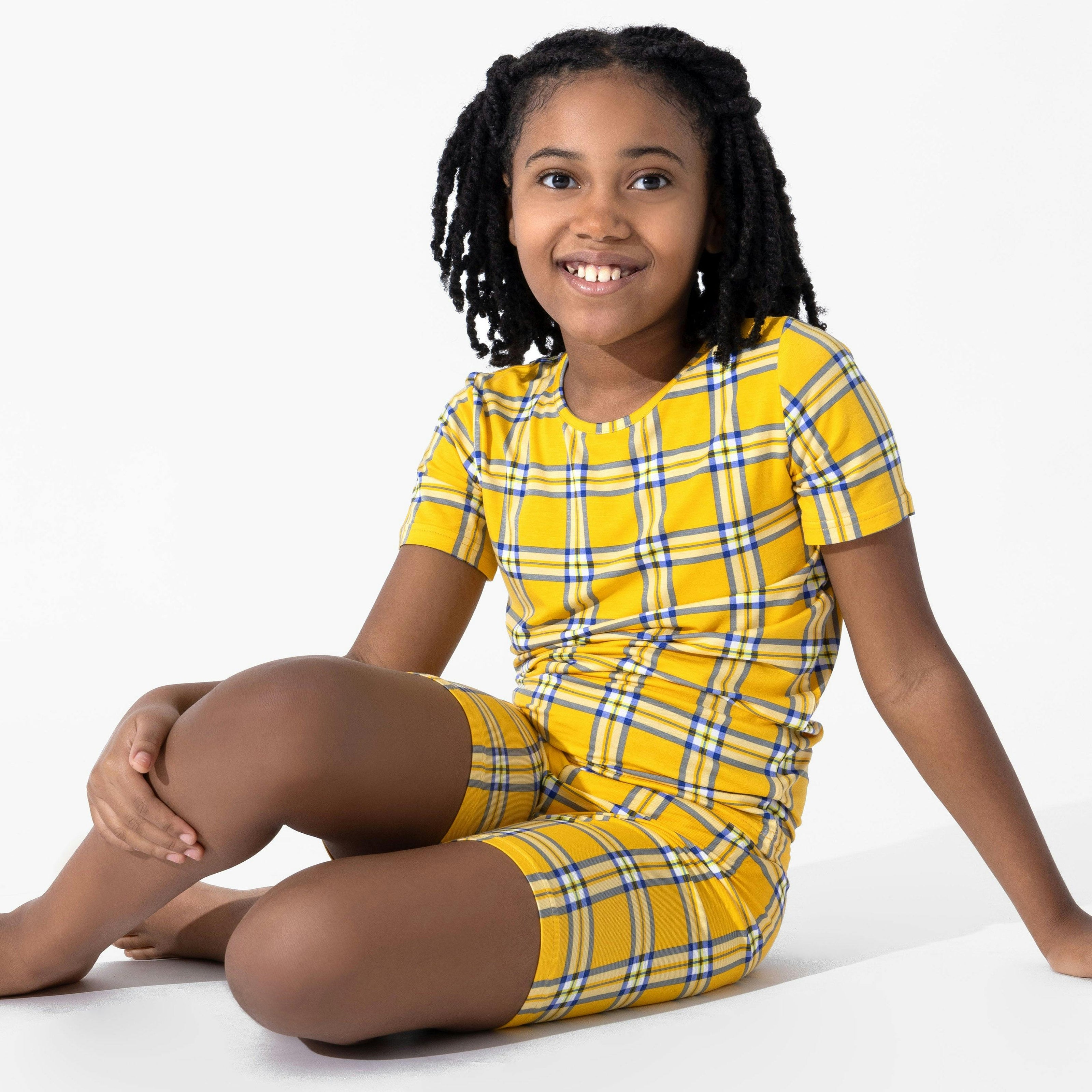 Clueless Total Betty Plaid Bamboo Kids Pajama Short Set