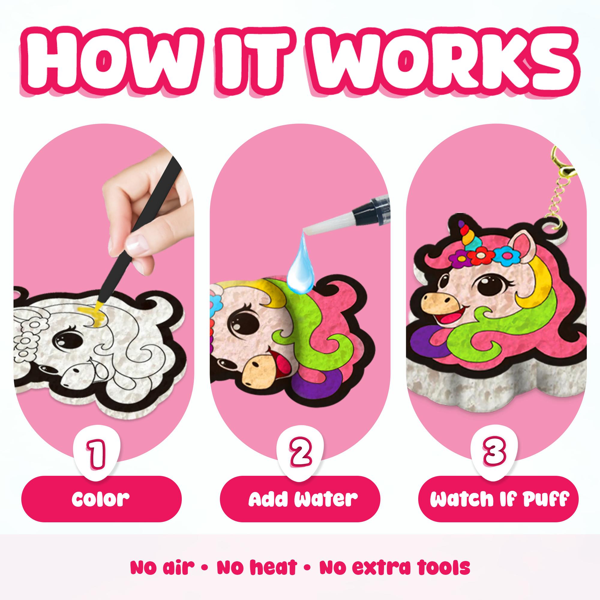 Aqua Fluffs Mess-Free 3D Art Kit for Kids Double-Sided Water-Activated Craft with Dinosaur & Space Designs, No Glue or Paint, Creative Activity Ages 3–8