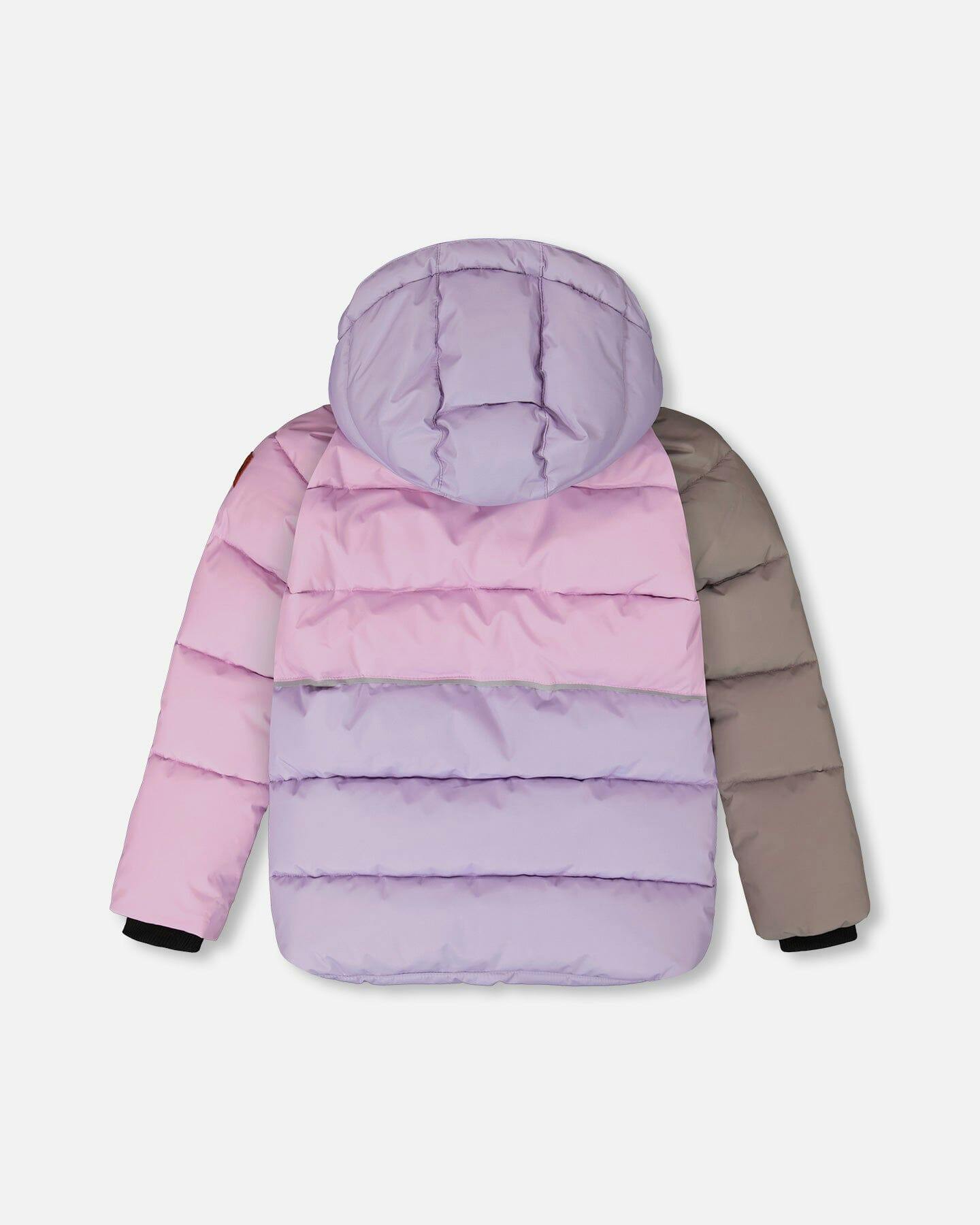 Colorblocked Puffy Winter Coat Purple Gray