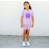 Happy Face "GOOD VIBES" Message T-Shirt and Short Set Kids