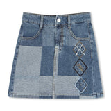 Blue Patchwork Denim Skirt