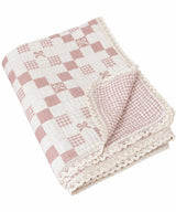 Big Kid Throw Blanket + Sham SET- Pink Bows and Gingham