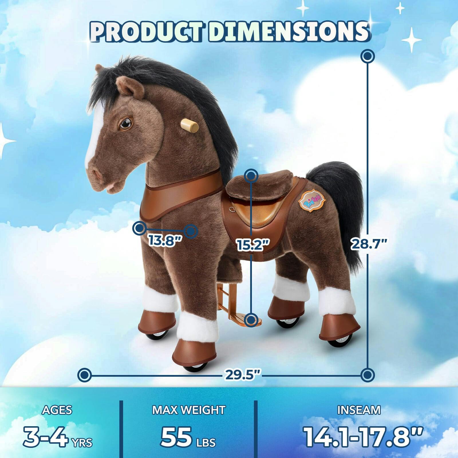 Model Y® Horse Ride-On Toy Age 4–7 – Chocolate Brown