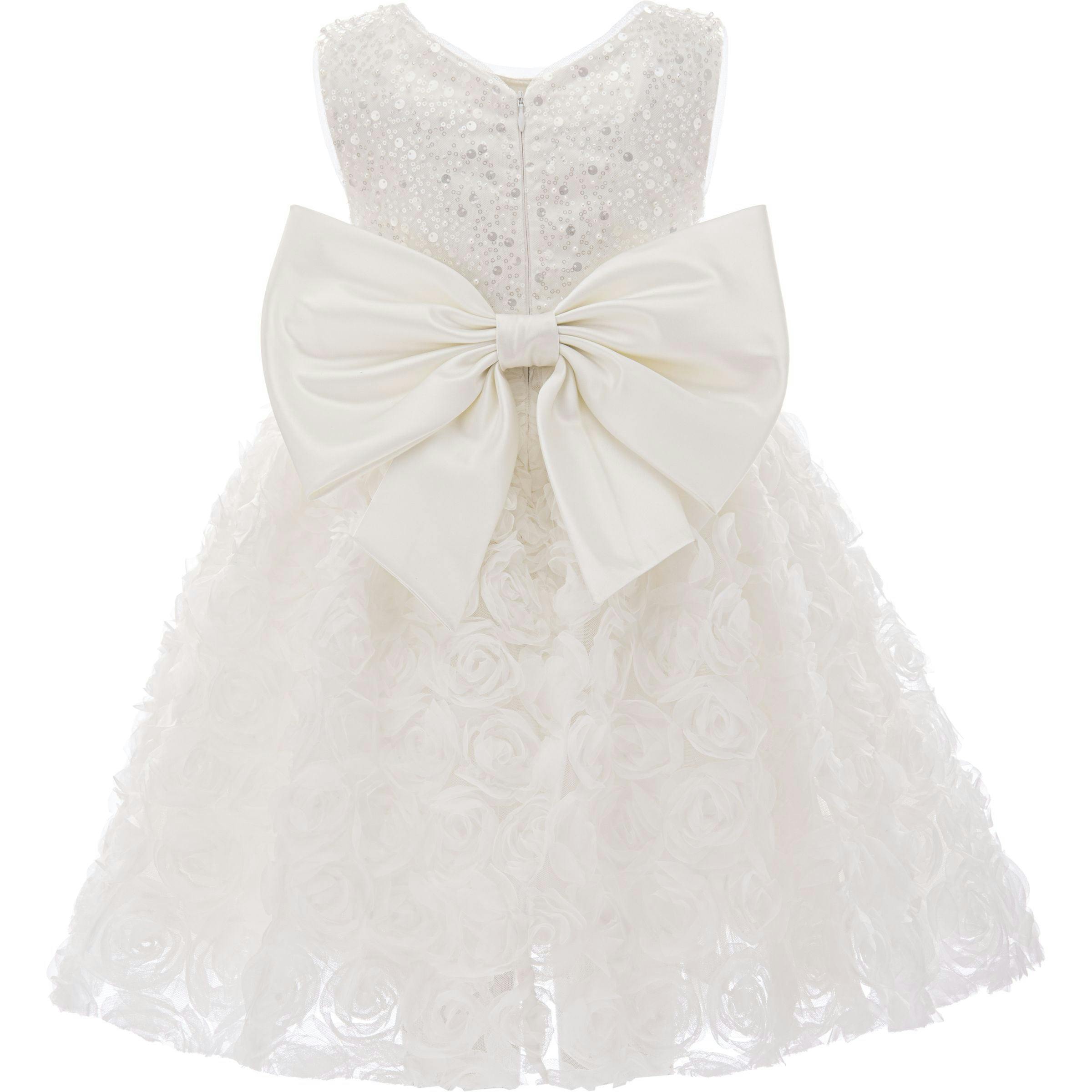 White Kreisler Sequin Bow Rose Dress