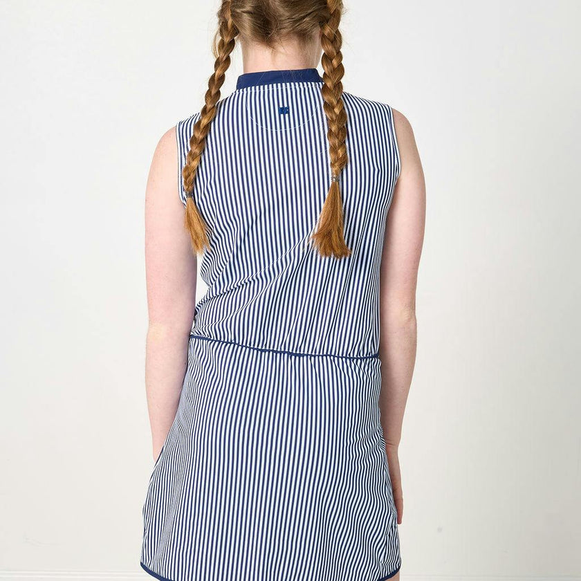 navy thin stripe court dress