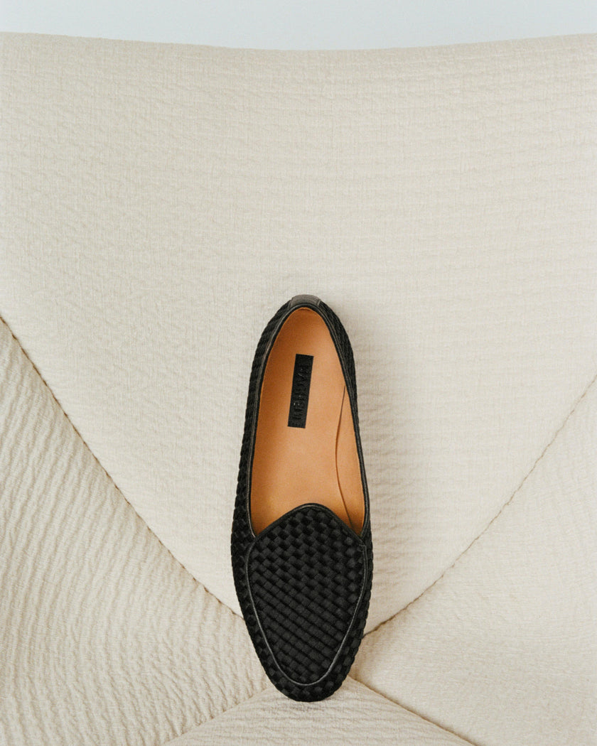 Lucca Belgian Loafer Satin | Onyx